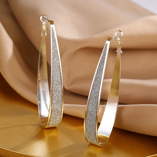 Alloy Detail Geometric Design Golden Earrings