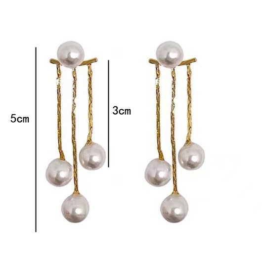 Pearl Detail Patchwork White Round Earrings