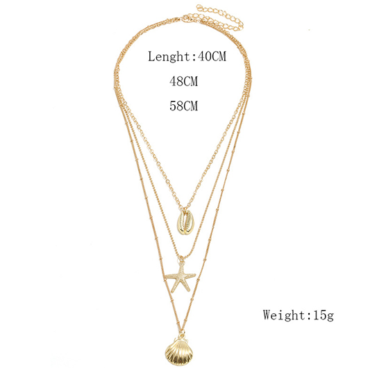 Golden Star Alloy Layered Design Necklace