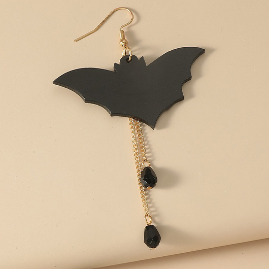 Patchwork Halloween Black Bat Design Earrings