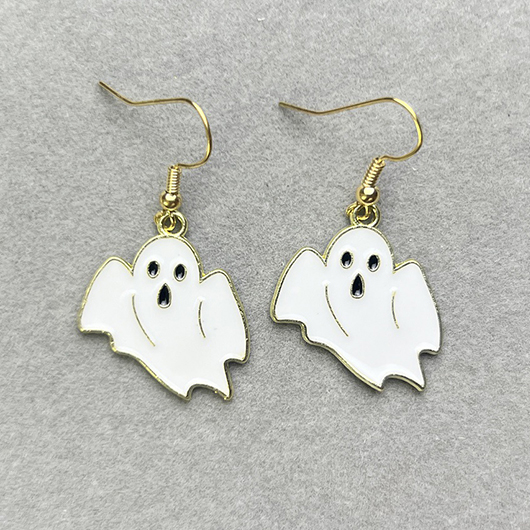 Alloy Detail Zombie Design White Earrings