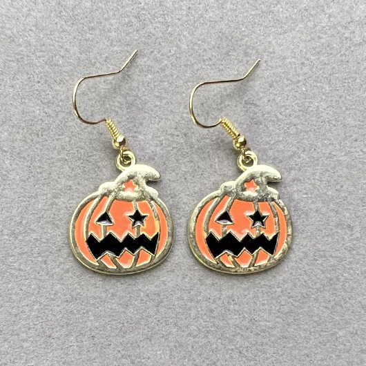 Alloy Detail Orange Pumpkin Design Earrings