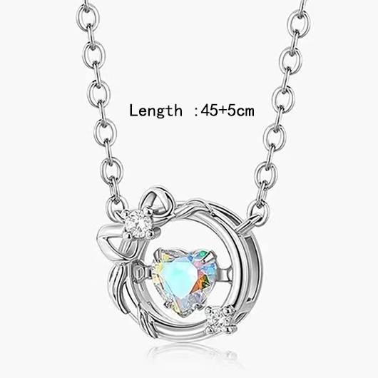 Alloy Detail Silver Heart Design Necklace