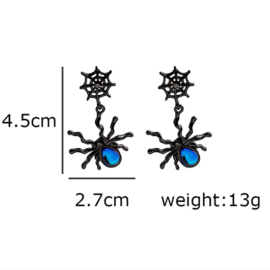 Black Spider Halloween Waterdrop Detail Earrings