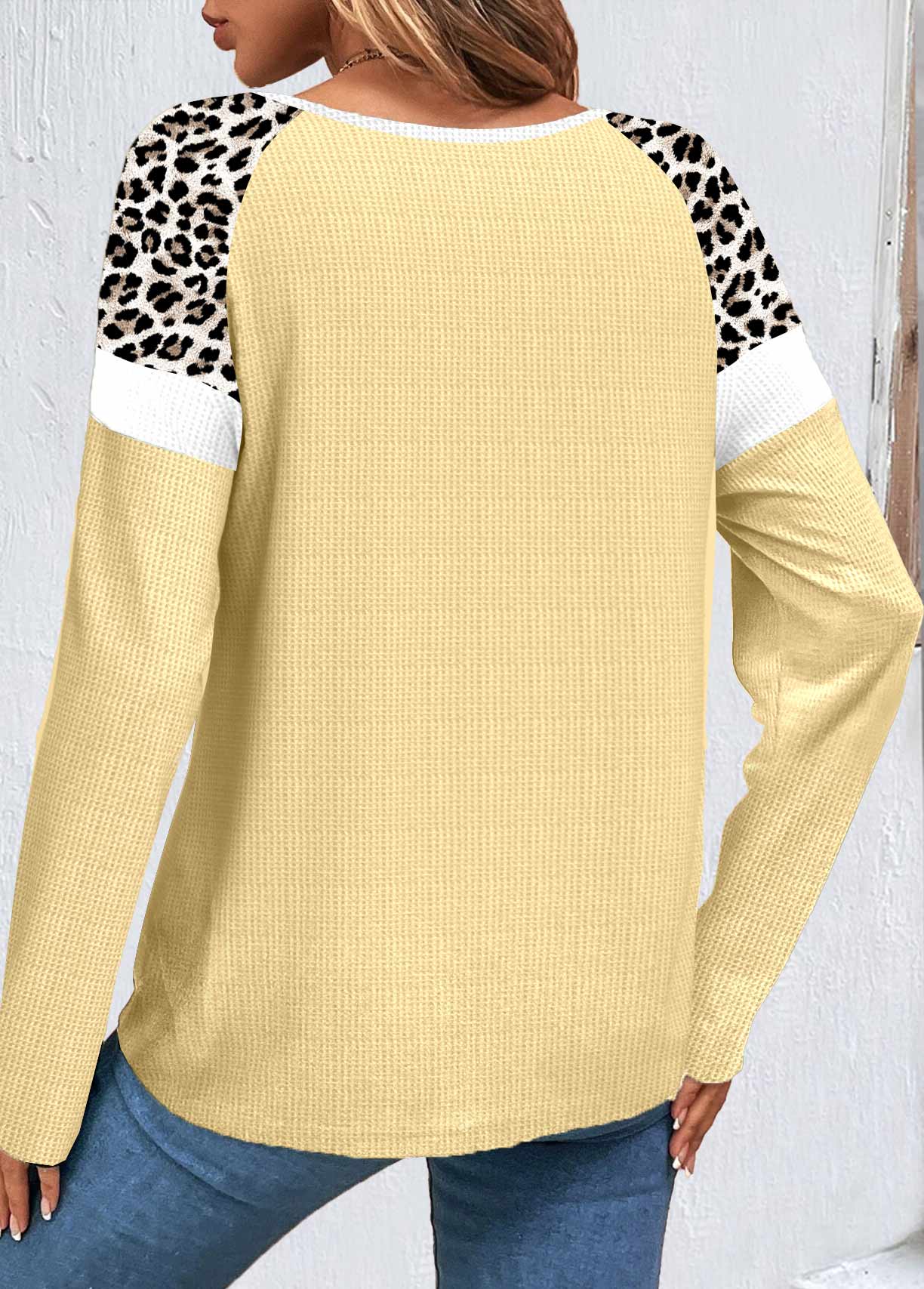 Light Yellow Patchwork Halloween Print Long Sleeve Sweatshirt
