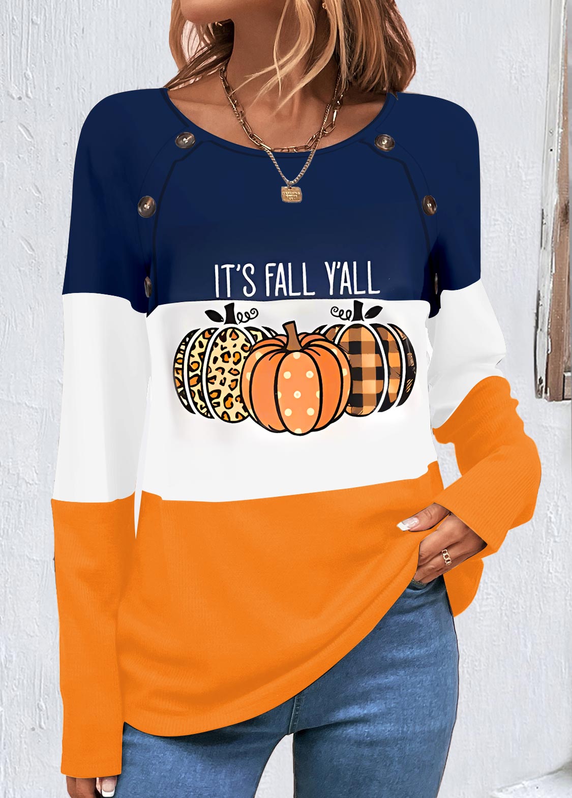Multi Color Halloween Pumpkin Print Long Sleeve Sweatshirt