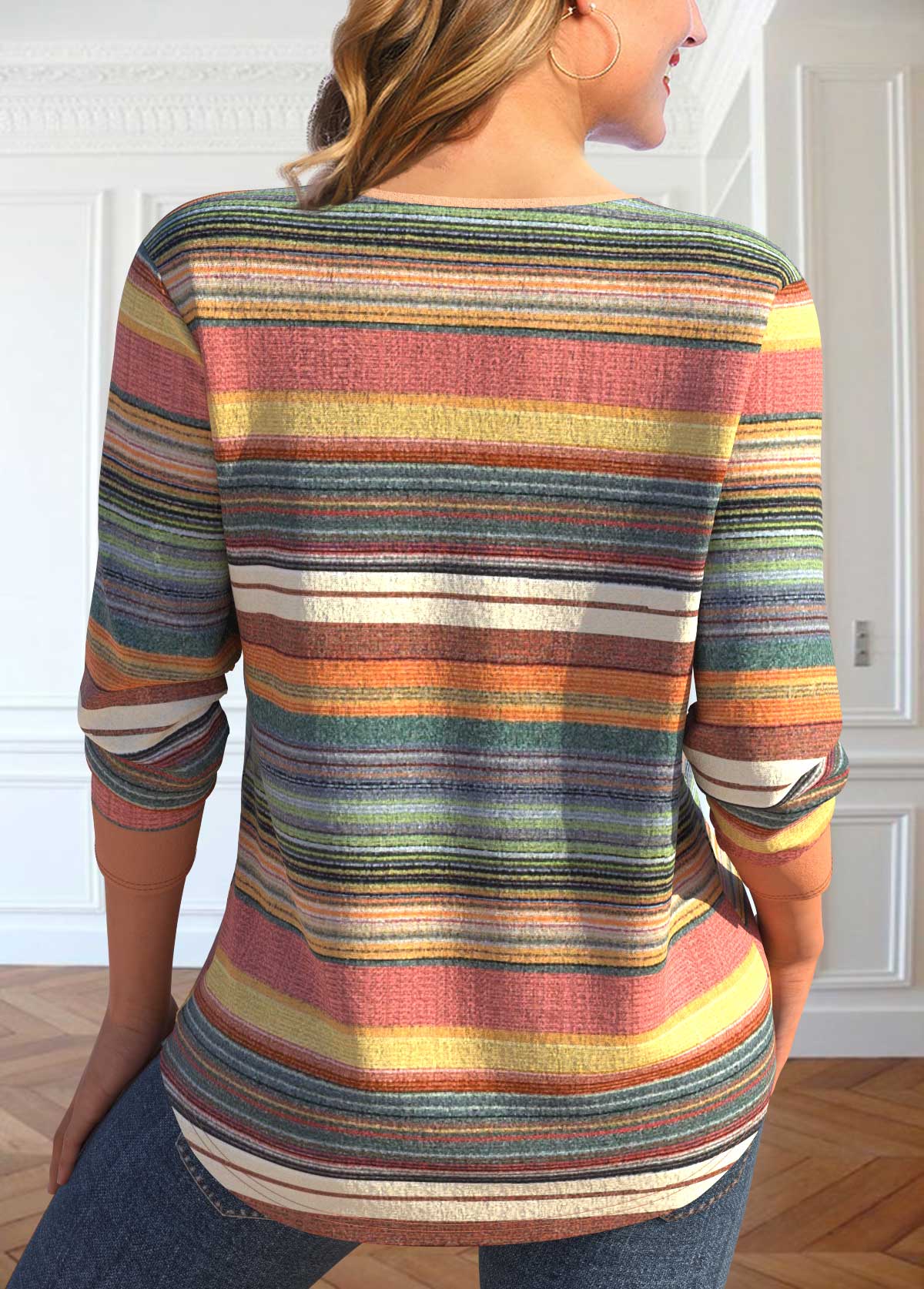 Multi Color Lace Up Long Sleeve T Shirt | picture 