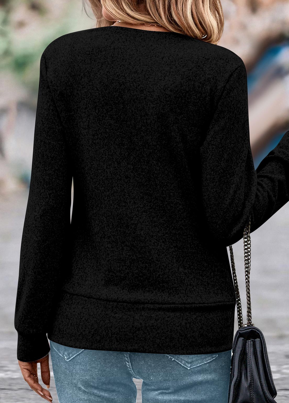 Black Fake 2in1 Random Floral Print Sweatshirt | picture 