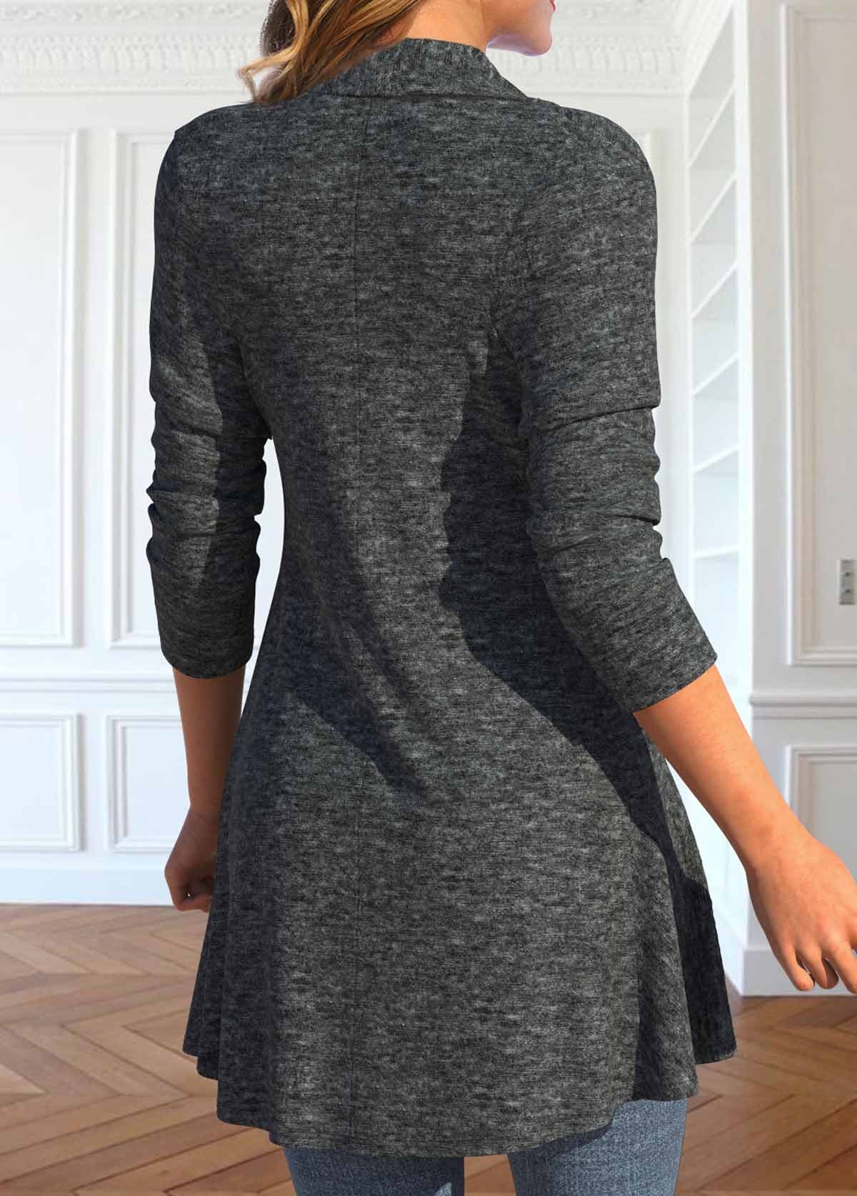 Dark Grey Fake 2in1 Geometric Print T Shirt