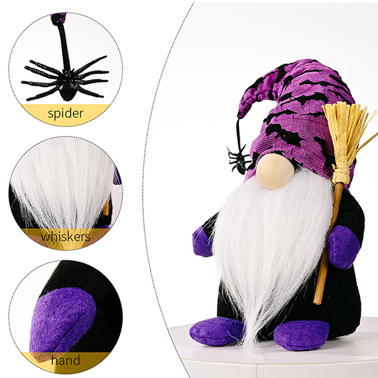 Purple Halloween Print Spider Bat Doll