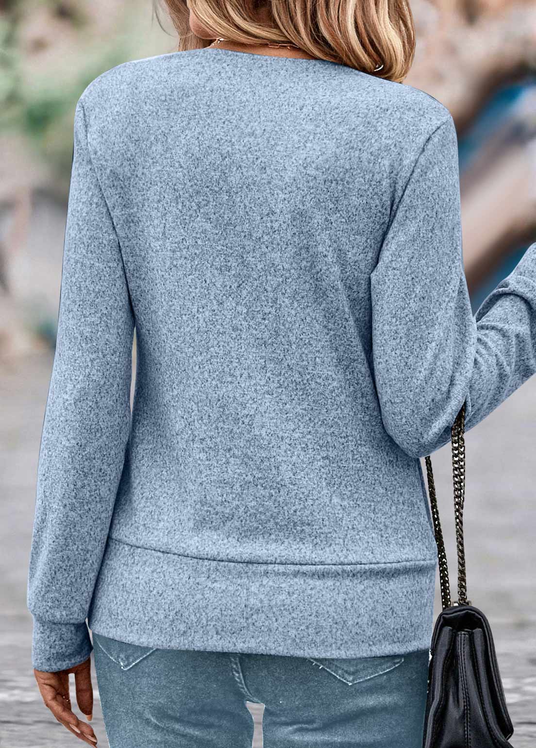 Dusty Blue Fake 2in1 Random Floral Print Sweatshirt | picture 