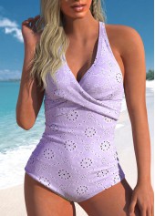 Jacquard Light Purple One Piece Swimwear