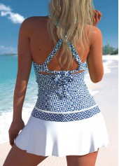 Criss Cross Mid Waisted Geometric Print Tankini Set | thumb picture 