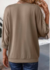 Lace Light Coffee Patchwork T Shirt | thumb picture 