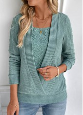 Turquoise Fake 2in1 Long Sleeve Square Neck Sweatshirt | thumb picture 