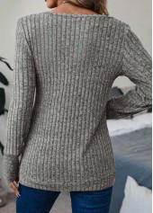 Grey Long Sleeve V Neck T Shirt