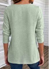 Sage Green Patchwork Long Sleeve Round Neck T Shirt | thumb picture 