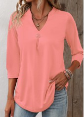 Split Neck Pink Circular Ring T Shirt | thumb picture 