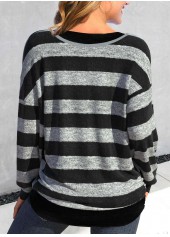 Black Fake 2in1 Striped Long Sleeve T Shirt | thumb picture 