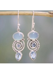 Alloy Detail Hot Drilling Silvery White Earrings