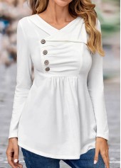 White Button Long Sleeve T Shirt | thumb picture 