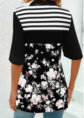 Black Patchwork Floral Print Half Sleeve T Shirt | thumb picture 