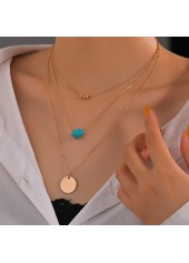 Gold Layered Design Beads Metal Detail Necklace