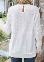 White Lace Long Sleeve Round Neck Sweatshirt | thumb picture 