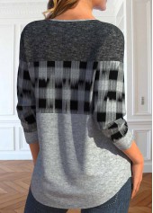 Light Grey Marl Lace Up Plaid T Shirt | thumb picture 