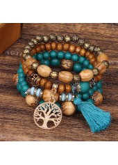 Peacock Blue Round Tassel Detail Bracelet Set | thumb picture 