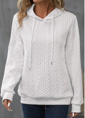 White Drawstring Detail Long Sleeve Hoodie | thumb picture 