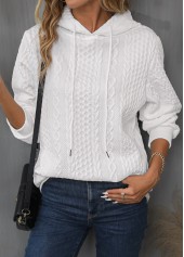 White Drawstring Detail Long Sleeve Hoodie | thumb picture 
