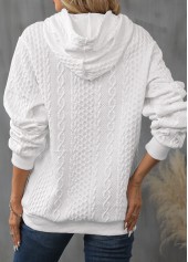 White Drawstring Detail Long Sleeve Hoodie | thumb picture 