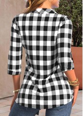 Shirt Collar Black Fake 2in1 Plaid Blouse | thumb picture 