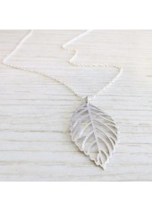 Alloy Detail Silver Leaf Design Necklace | thumb picture 