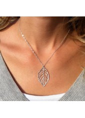 Alloy Detail Silver Leaf Design Necklace