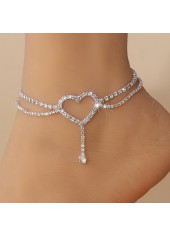 Alloy Detail Silver Heart Design Anklet