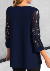 Navy Long Sleeve Scoop Neck Cardigan and Tank Top | thumb picture 