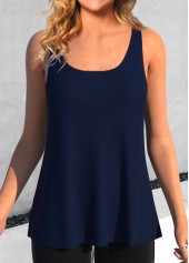 Navy Long Sleeve Scoop Neck Cardigan and Tank Top | thumb picture 