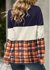 Multi Color Patchwork Plaid Long Sleeve Sweatshirt | thumb picture 