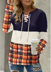 Multi Color Patchwork Plaid Long Sleeve Sweatshirt | thumb picture 