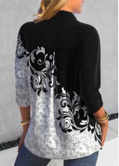 Black Asymmetry Random Floral Print Blouse | thumb picture 