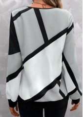 Light Grey Zipper Geometric Print Long Sleeve Sweatshirt | thumb picture 