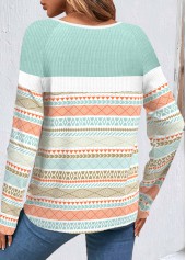 Multi Color Patchwork Tribal Print Long Sleeve Sweatshirt | thumb picture 