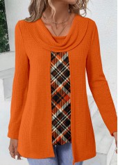 Orange Plus Size Plaid Fake Two Piece Twinset | thumb picture 