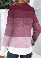 Dark Reddish Purple Button Ombre Long Sleeve Sweatshirt | thumb picture 