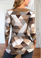 Light Coffee Asymmetry Geometric Print T Shirt | thumb picture 