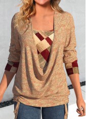 Multi Color Patchwork Geometric Print Long Sleeve Sweatshirt