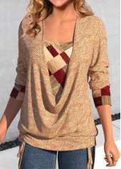 Multi Color Patchwork Geometric Print Long Sleeve Sweatshirt | thumb picture 