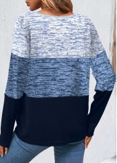 Plus Size Blue Patchwork Striped Long Sleeve Sweatshirt | thumb picture 